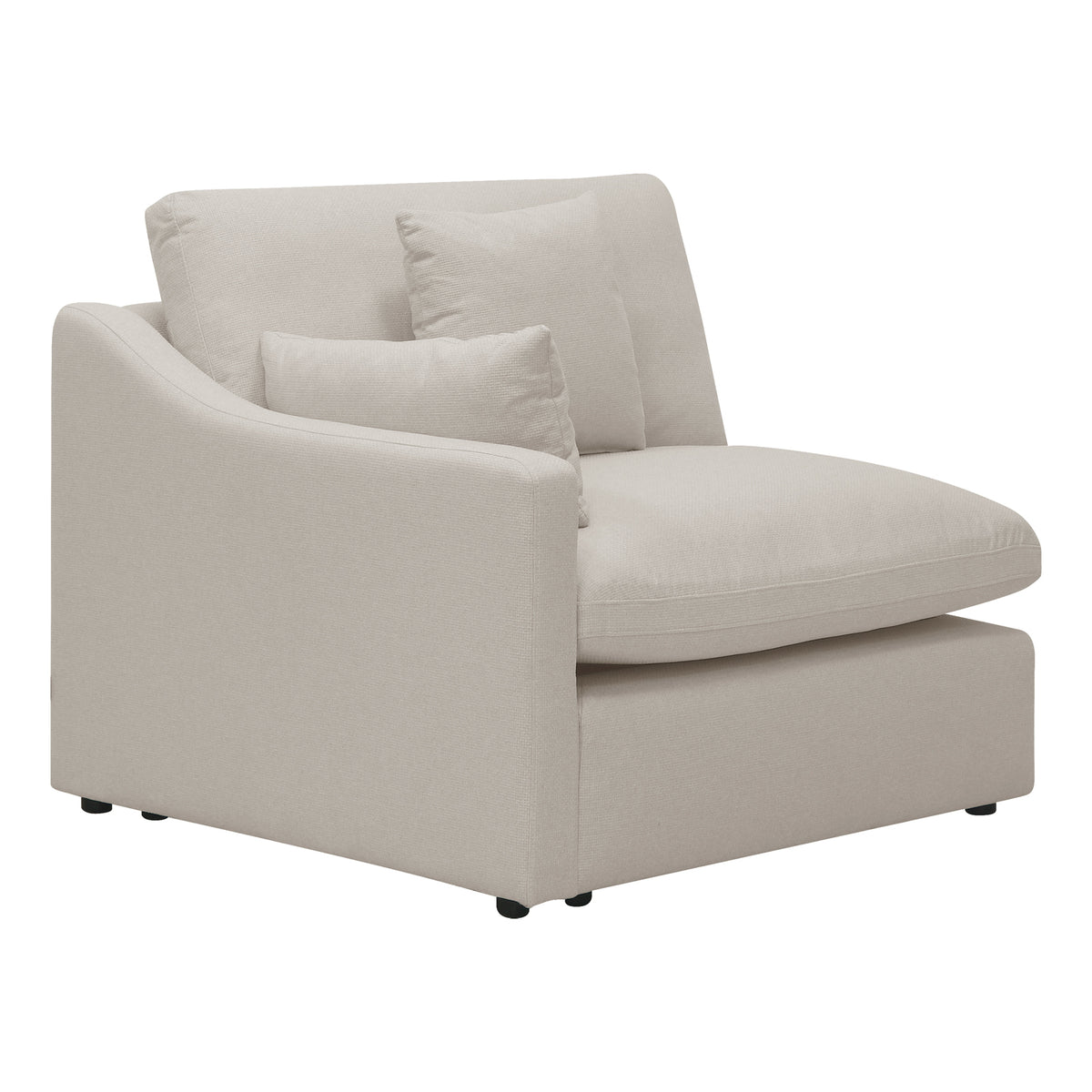 Millie 3-Seater Fabric Modular Sofa in Light Beige, showcasing deep-seated design with plush, removable cushions and sturdy armrests, ideal for comfort and style in modern living spaces.