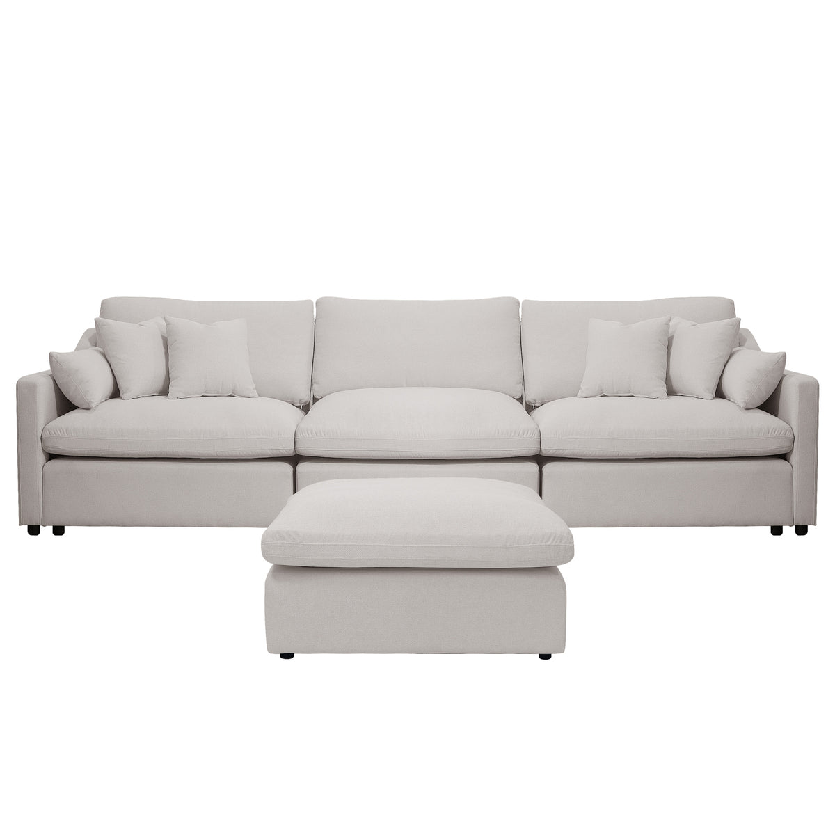 Millie 4-Seater Fabric Corner Chaise Sofa with plush cushions and modular design, showcasing deep seating and a sleek, contemporary aesthetic, ideal for modern living spaces.
