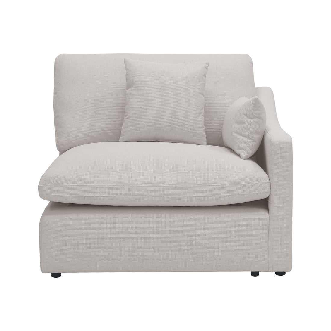 Millie 4-Seater Fabric Modular Sofa in Warm Light Grey, highlighting its plush cushions and modular design, perfect for versatile living room arrangements and enhancing comfort.