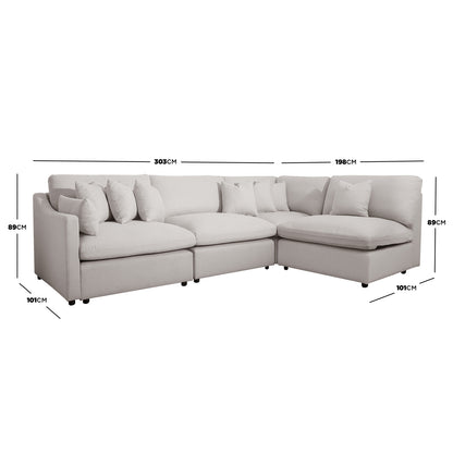 Millie 5-Seater Fabric Modular Sofa, showcasing plush cushions and high-quality woven upholstery, emphasizing comfort and style with its spacious, adjustable design suitable for various living spaces.