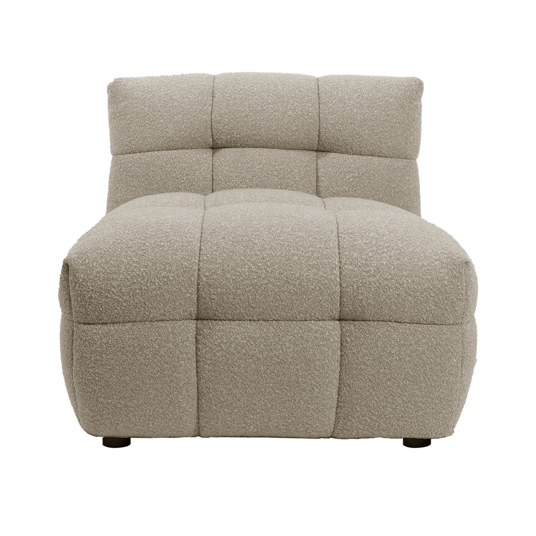 Norah 5-Seater Boucle Sofa Set with Armless Chairs in Warm Beige, featuring a single-seat, armless lounge module with looped fabric, tufted cushions, and a low, deep profile for elegance and comfort.