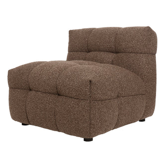 Norah Boucle Single Seater Sofa in Brown, featuring a textured, tufted, armless design with a low seat and short backrest, perfect for modular sectional combinations and modern interior aesthetics.