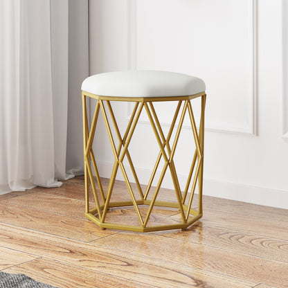 Paisley Velvet Round Stool - Brass - Lifestyle