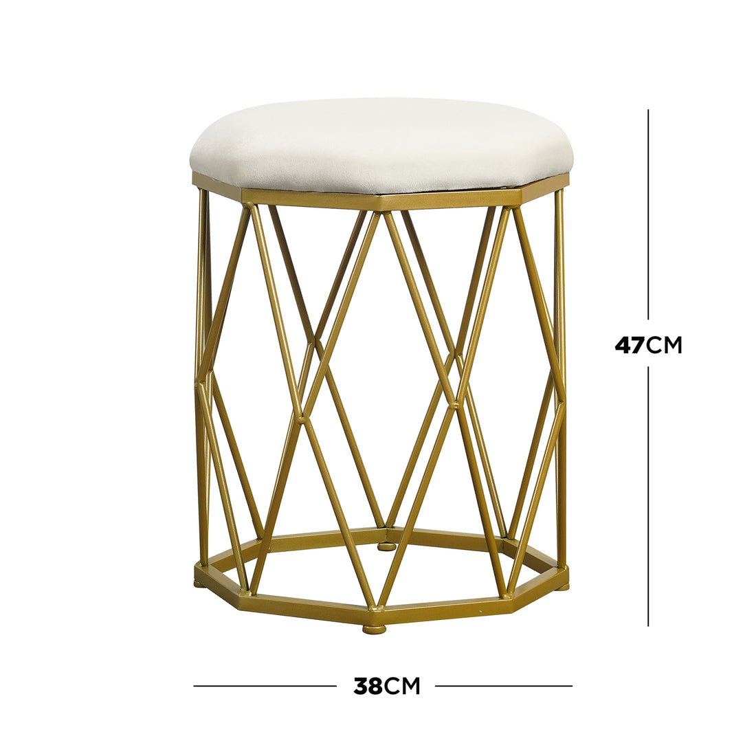 Paisley Velvet Round Stool - Brass