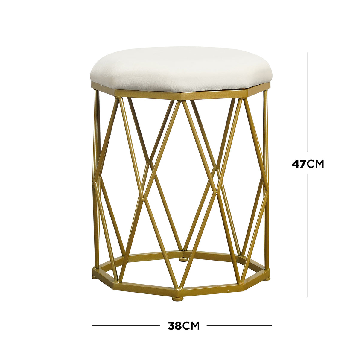 Paisley Velvet Round Stool - Brass