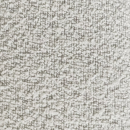 Close-up of Parisa 3 Seater Tufted Boucle Sofa in Light Grey, highlighting its textured loop-pile boucle fabric and elegant tufted detailing, showcasing its plush and sophisticated design.