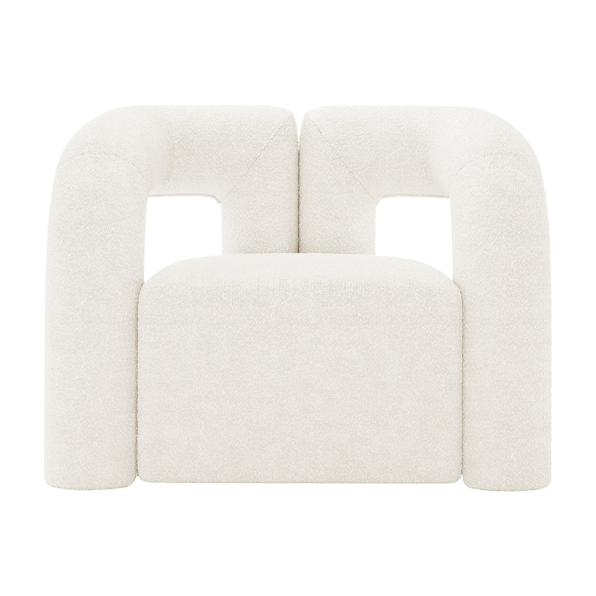 Safi Boucle Curved Occasional Accent Chair - Eggshell White