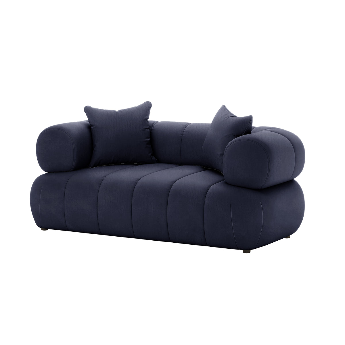 Samira 5 Seater Velvet Sofa Set, Navy Blue, showing luxurious velvet upholstery, plush cushions, and elegant design, highlighting its comfort and style in a home setting.