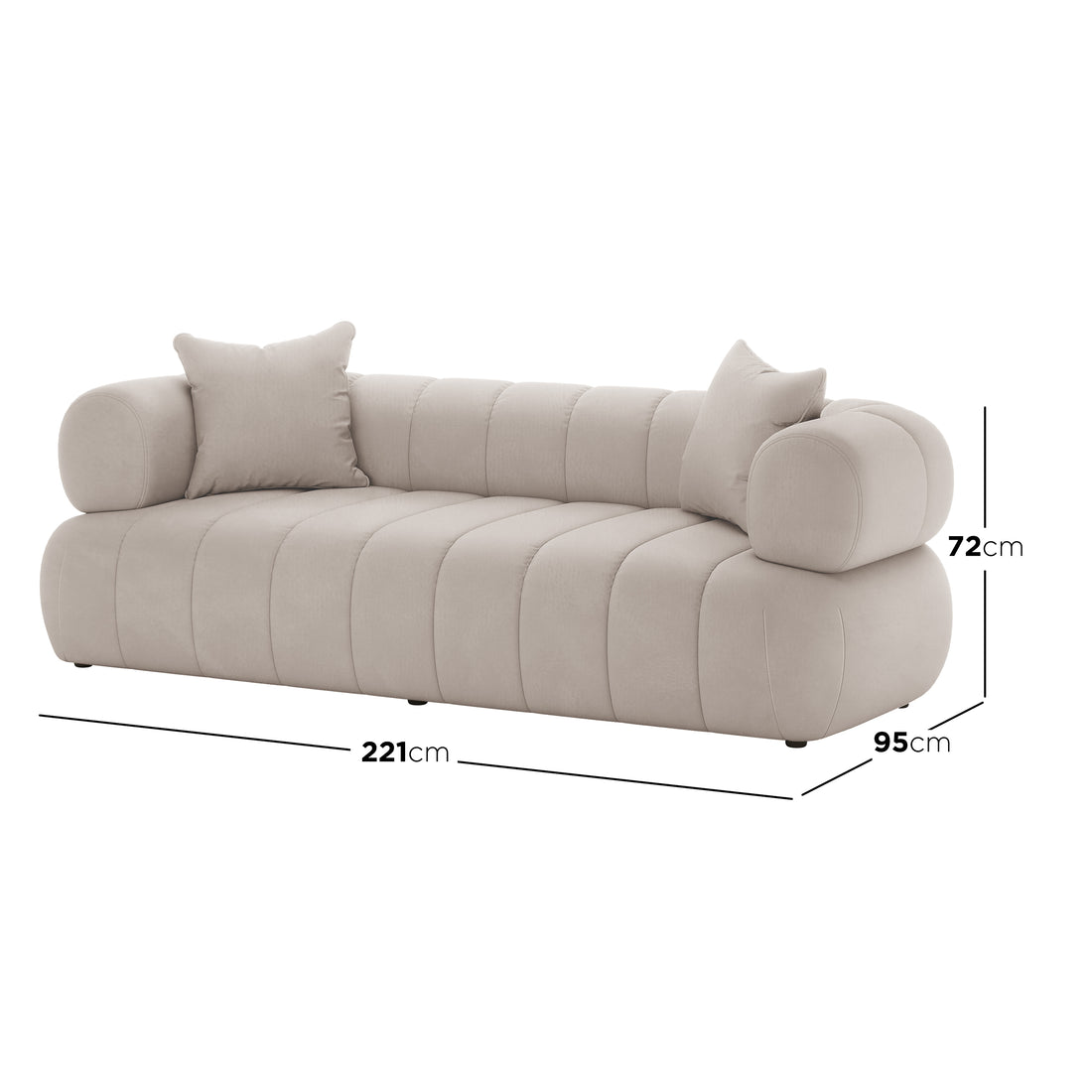 Samira 6 Seater Velvet Sofa Set in Warm Beige, showcasing plush velvet upholstery and elegant design, perfect for enhancing any living space with comfort and luxury.