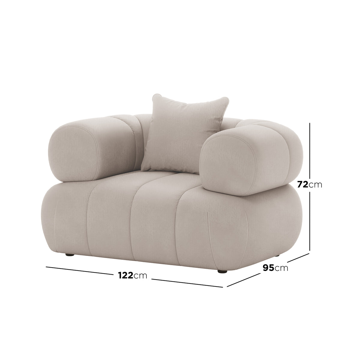 Samira 6 Seater Velvet Sofa Set - Warm Beige, showcasing plush pillows and a soft velvet texture, emphasizing luxurious comfort and modern elegance in seating design.