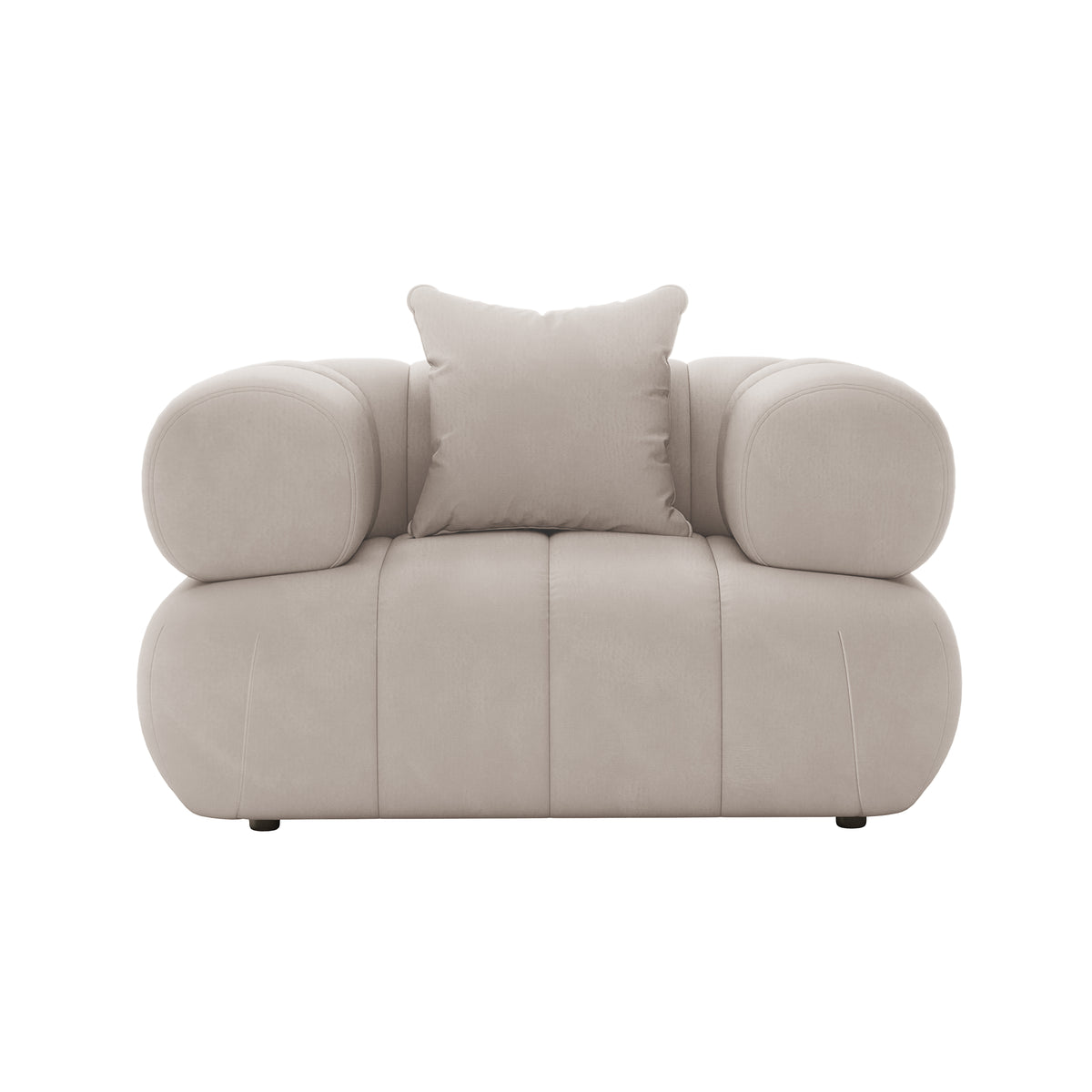Samira 6 Seater Velvet Sofa Set - Warm Beige, showcasing plush padding and elegant velvet texture, emphasizing comfort and luxury in a modern design.