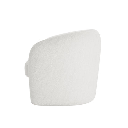 Tasha Boucle 2 Seater Sofa Cream White with curvy arms and boucle texture, elegantly styled with a curved back, showcasing luxurious design and inviting comfort.