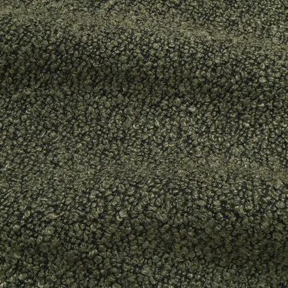 Close-up of dark forest green performance boucle fabric texture
