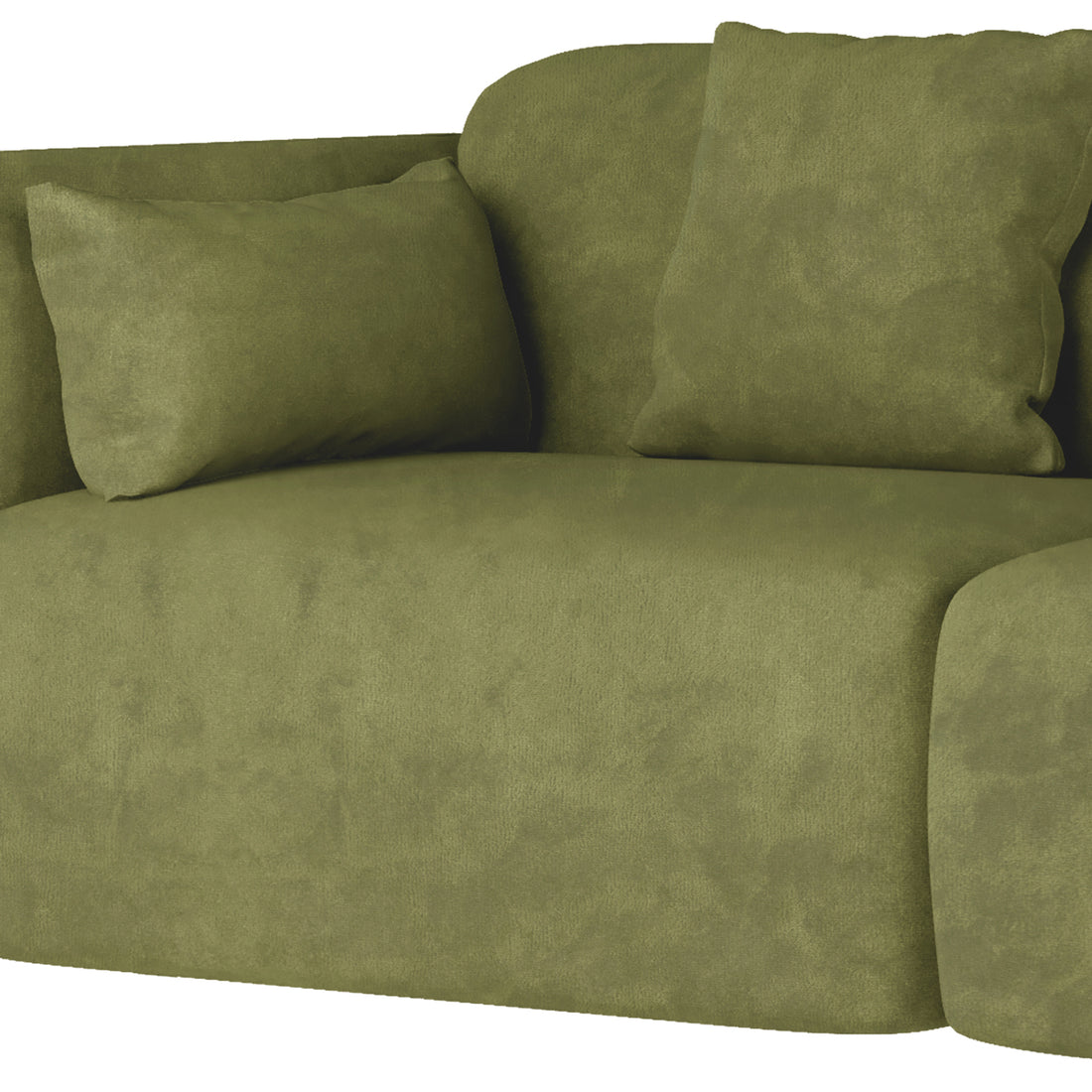 Close-up of the Vestalia 4 Seater Velvet Sofa Set, showcasing its plush, curved design with velvet upholstery and comfortable high-density foam cushions, ideal for modern living spaces.