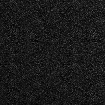 Zamira Large Boucle Storage Ottoman Bench features a close-up of its finely textured surface, showcasing the subtle grain pattern of the luxurious black leather-like material.