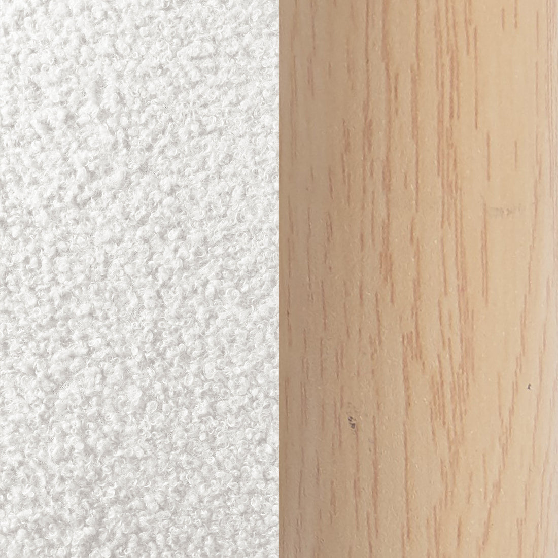 Close-up of white textured fabric next to a light wood surface