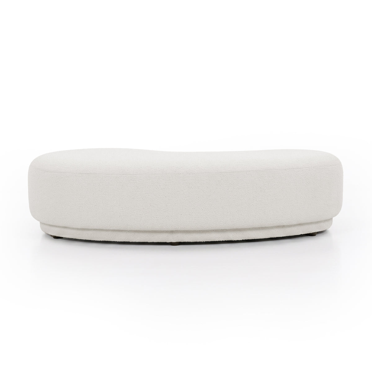 Light cream oval-shaped bench seat on a white background