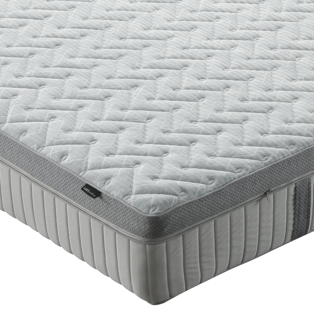 Nearly full mattress displayed on a white background