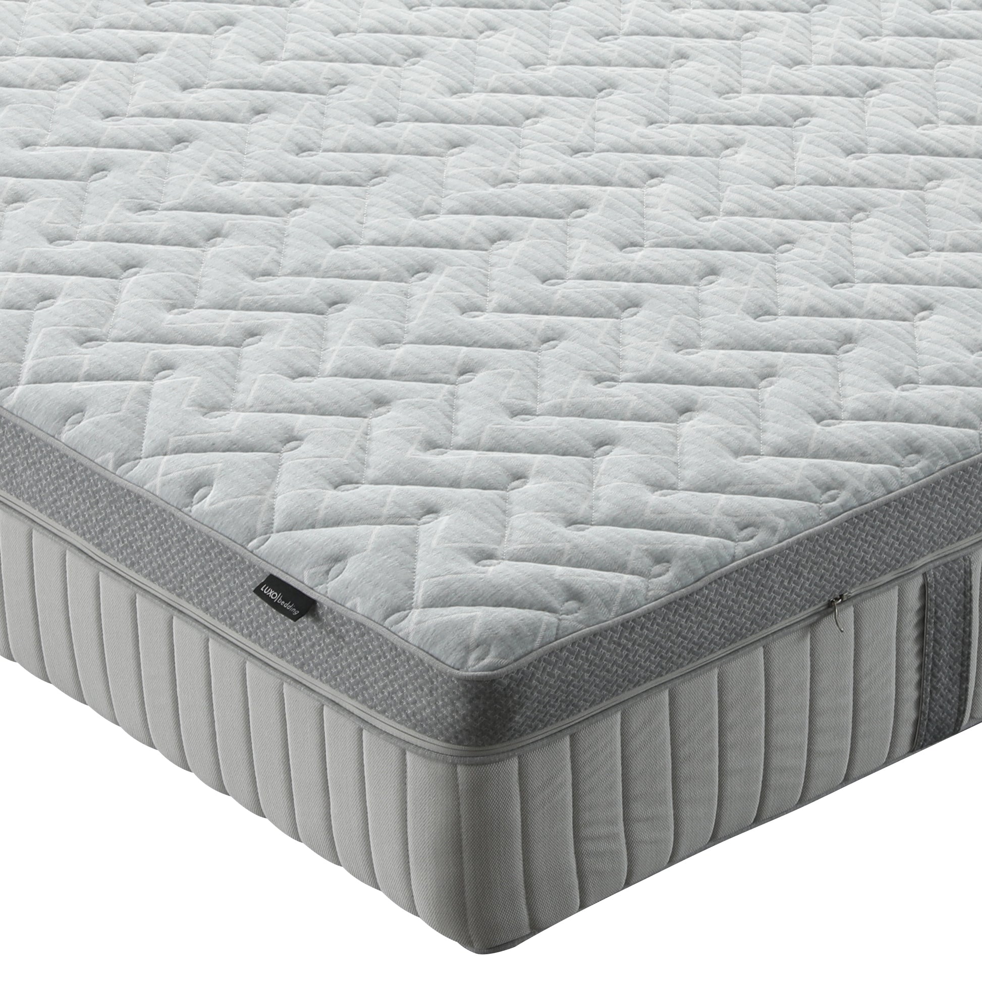 Nearly full mattress displayed on a white background
