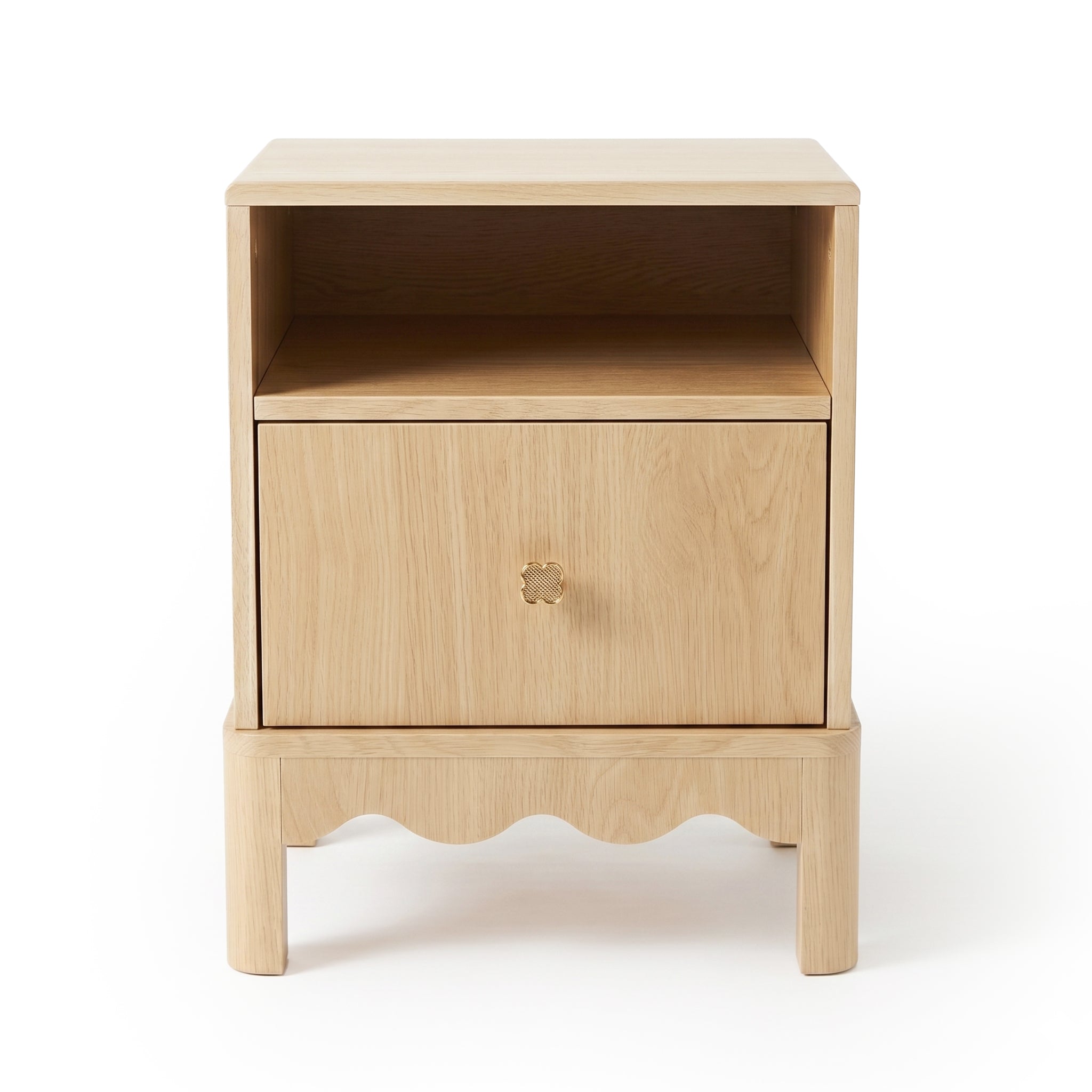 Colby Scalloped Bedside Table in Natural