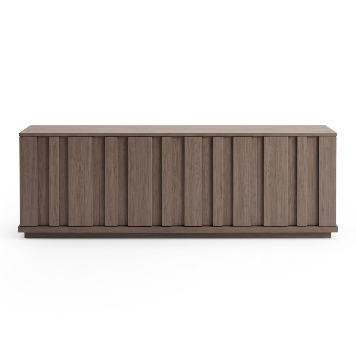 Full view of a modern wooden sideboard on a white background