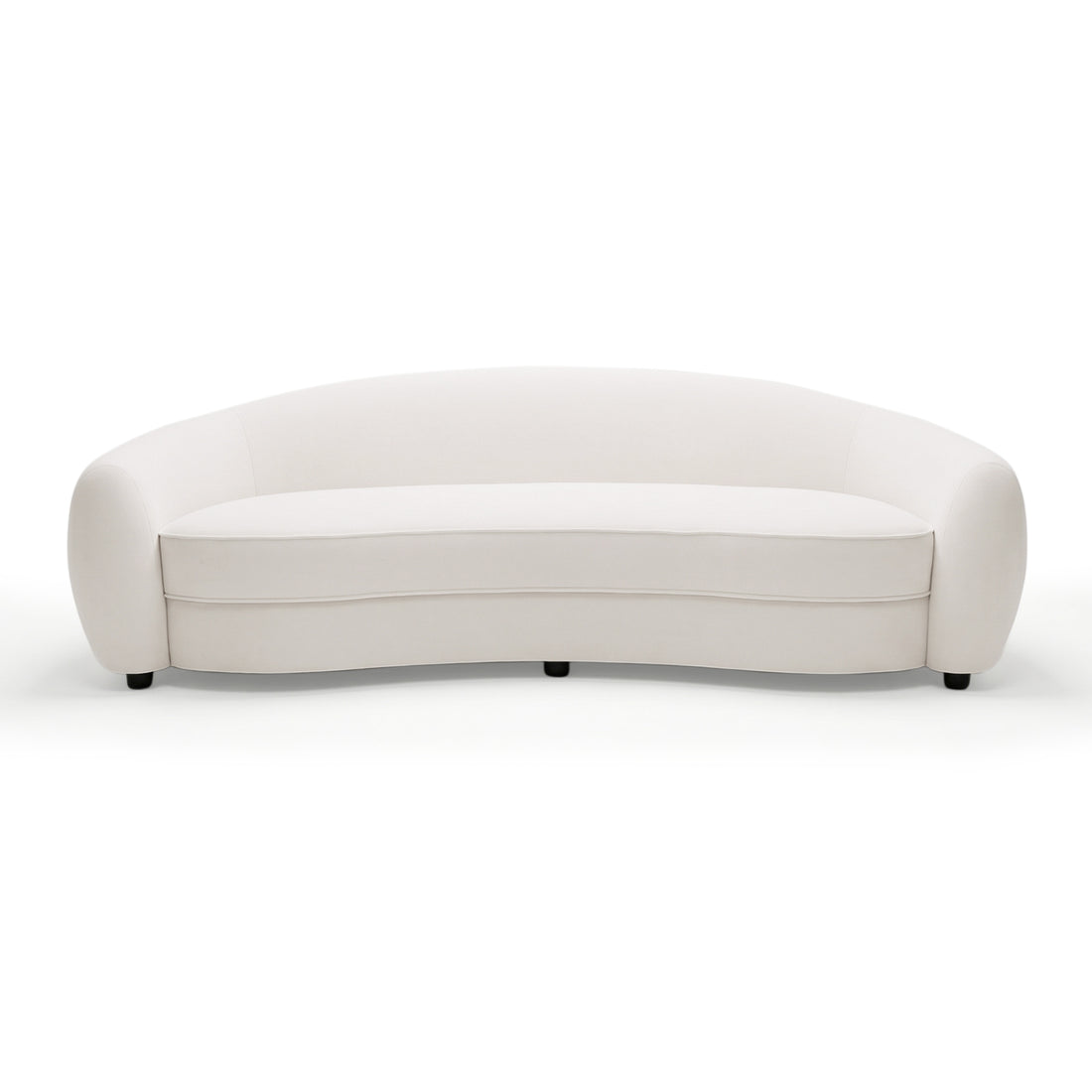 Modern curved white sofa on white background
