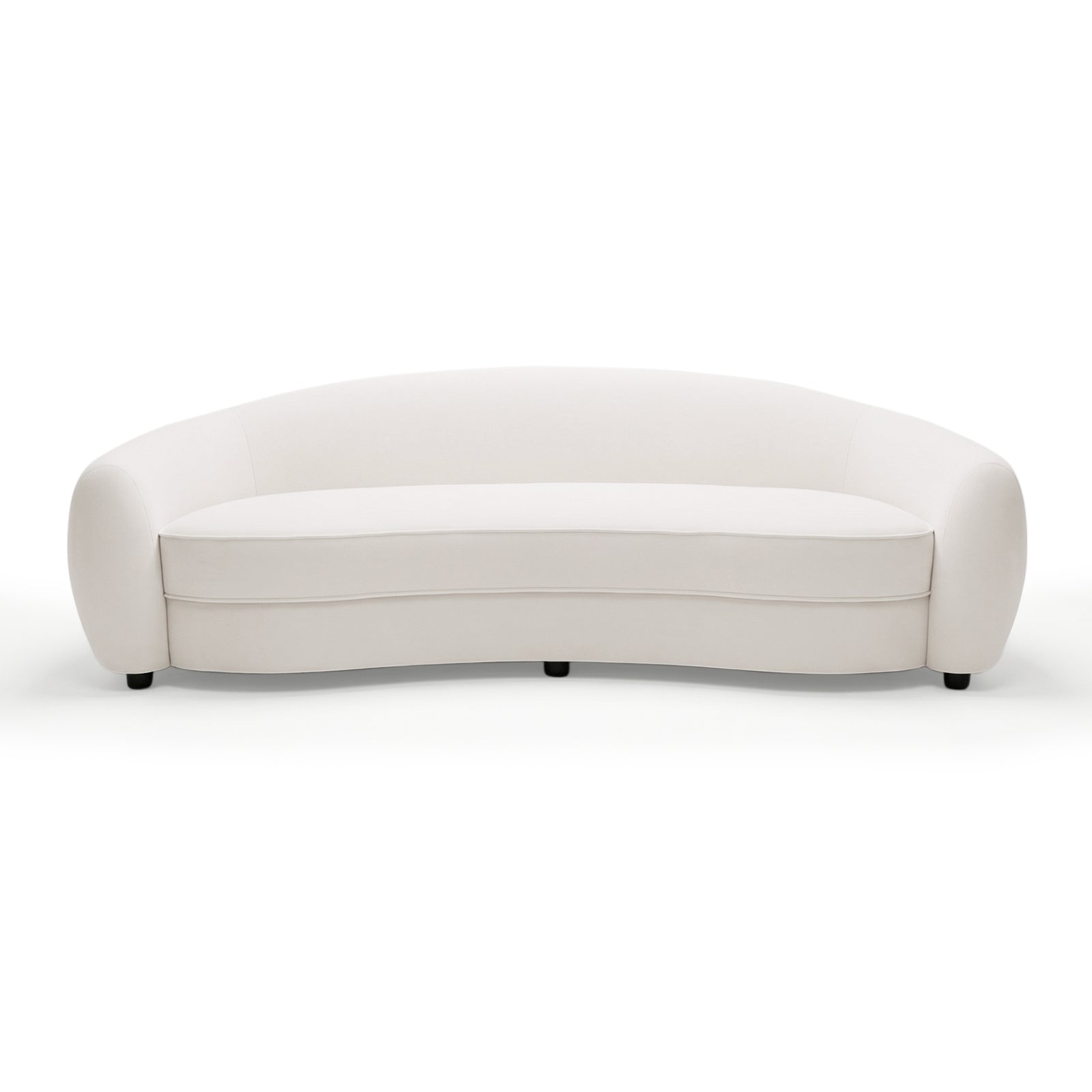 Modern curved white sofa on white background