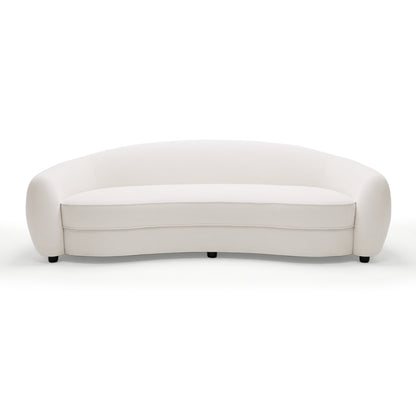 Modern curved white sofa on white background