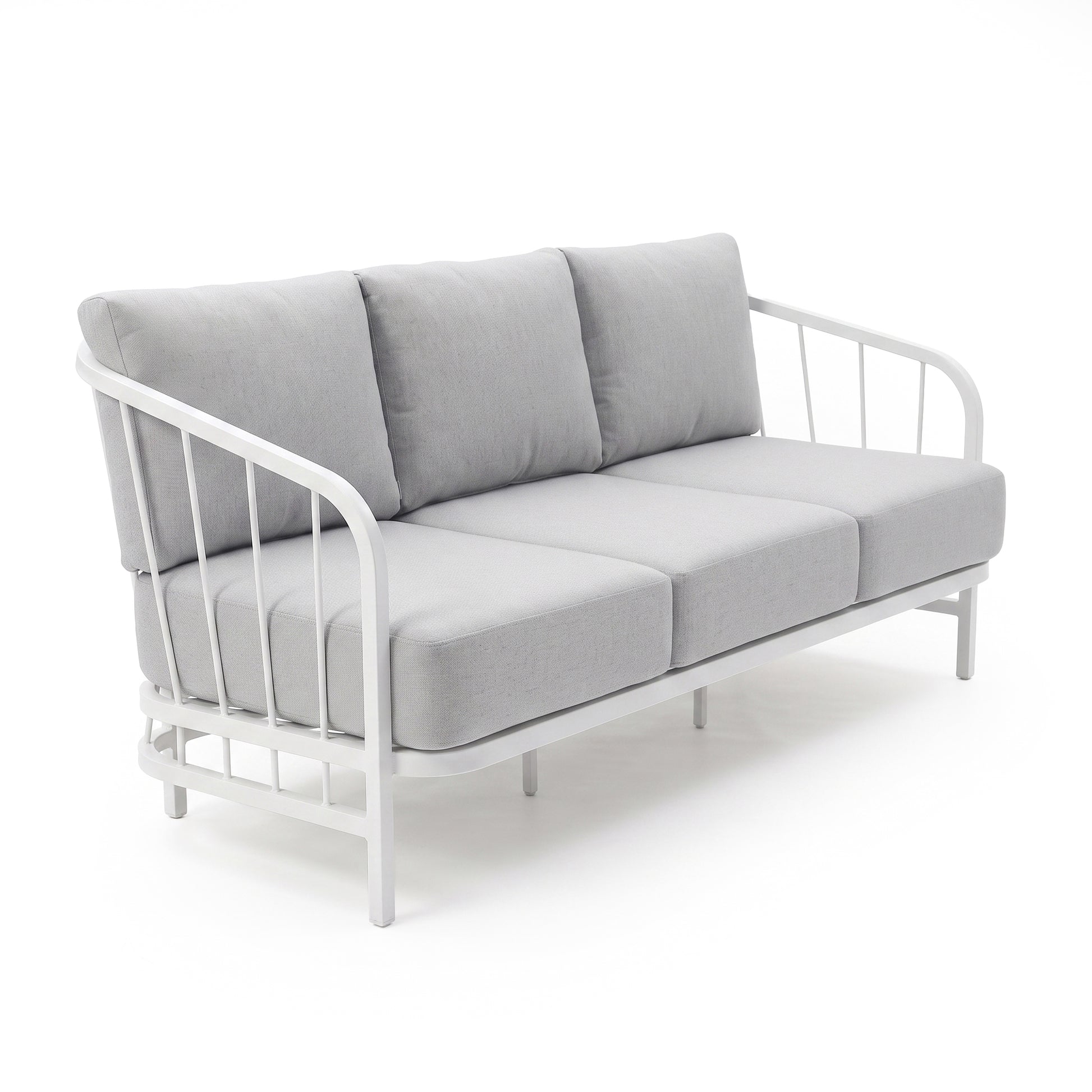 Modern three-seat sofa isolated on a white background