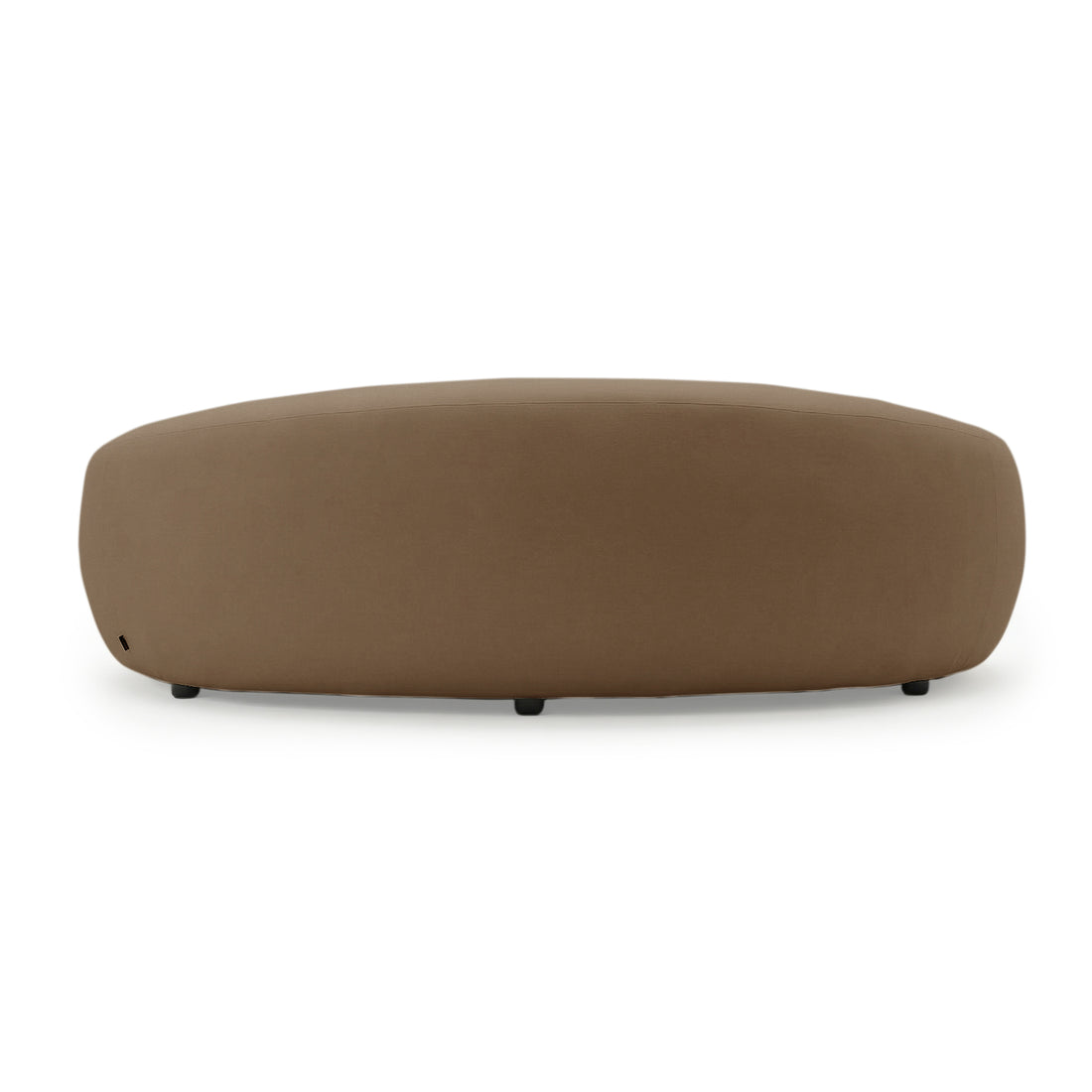 Brown upholstered ottoman on white background