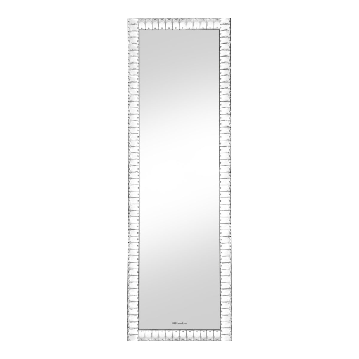 Full-length mirror with textured border on white background