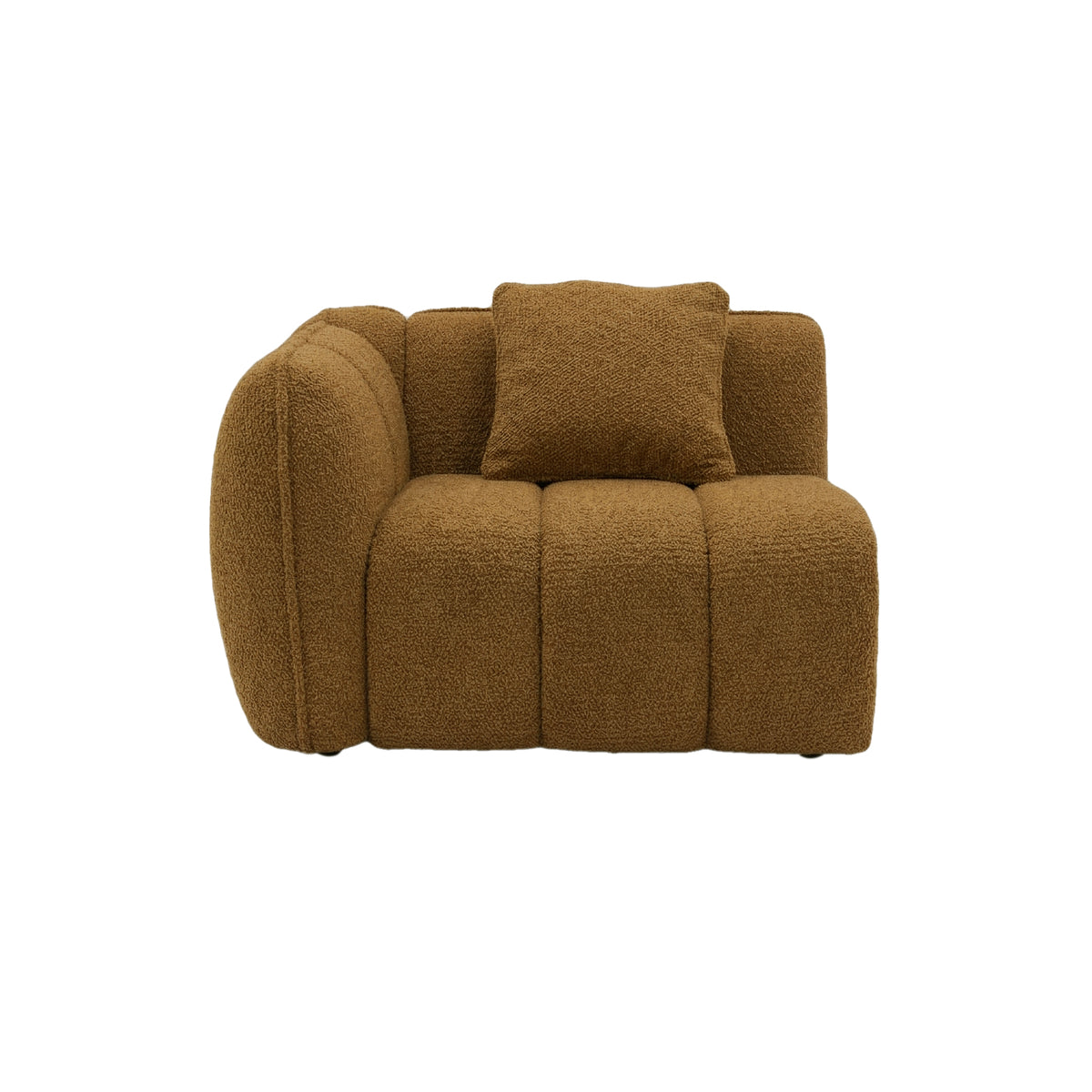 Brown modular corner sofa section on white background