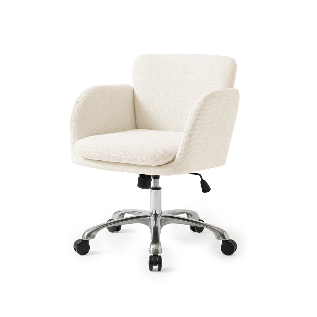 Off-white upholstered office chair isolated on a white background