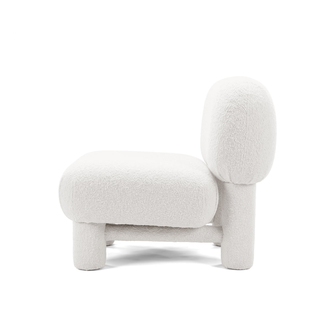 Three-quarter view of accent chair on white background