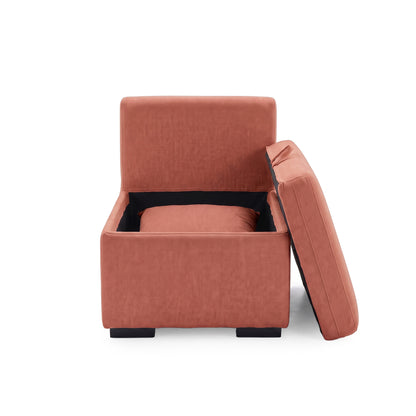 Rust terracotta storage ottoman with open compartment