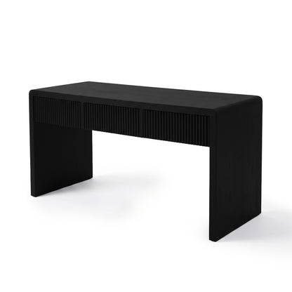 Contemporary black desk isolated on white