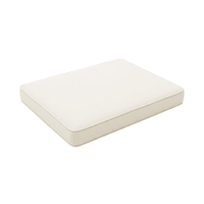 Vernon Outdoor Dining Chair Covers in Cream White, showcasing a rectangular, light-cream seat cushion with piped edges, designed for easy slip-on to refresh and protect outdoor dining chairs.