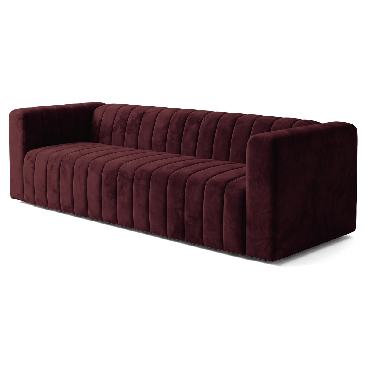 Dark Merlot sofa on a white background