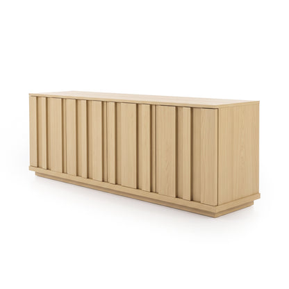 Light wood modern sideboard on a white background