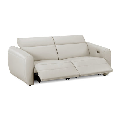 Light beige power reclining sofa on white background at a slight angle