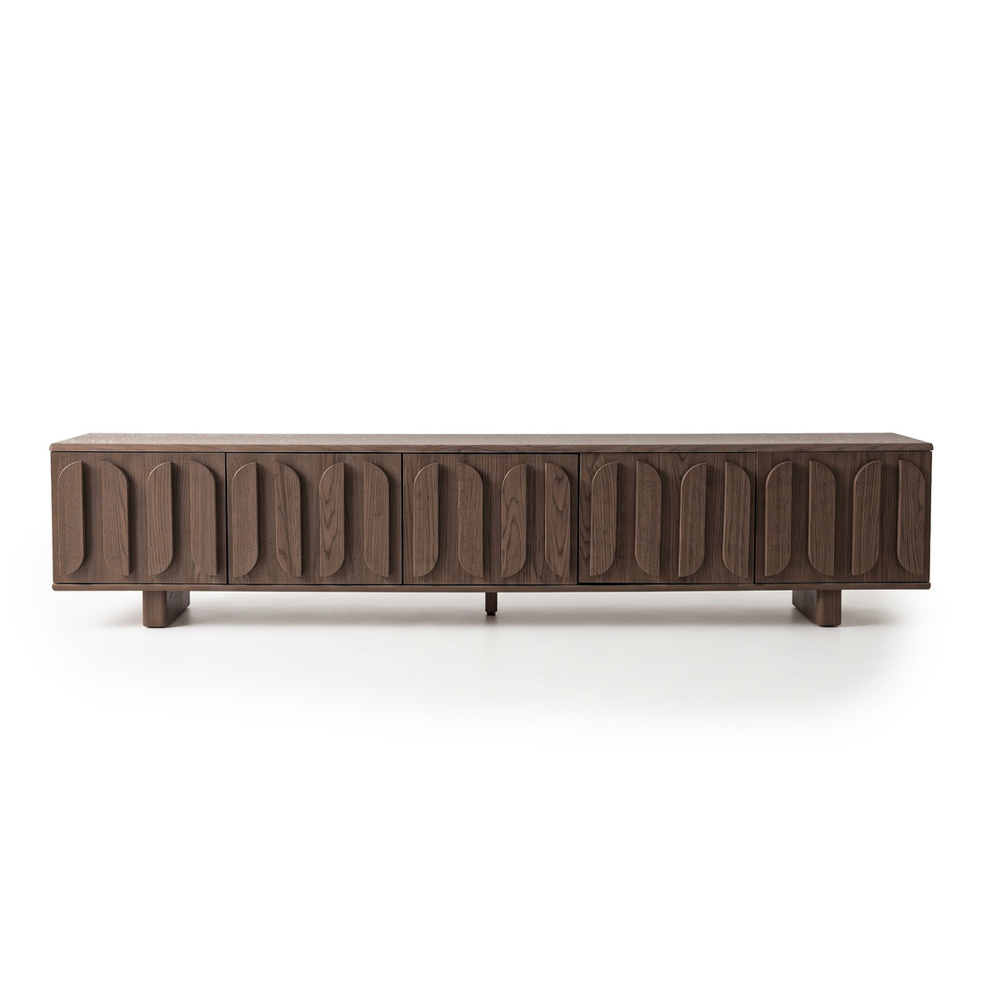Dark brown wooden sideboard on a white background