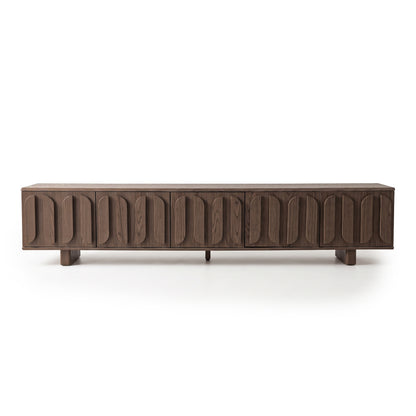 Dark brown wooden sideboard on a white background