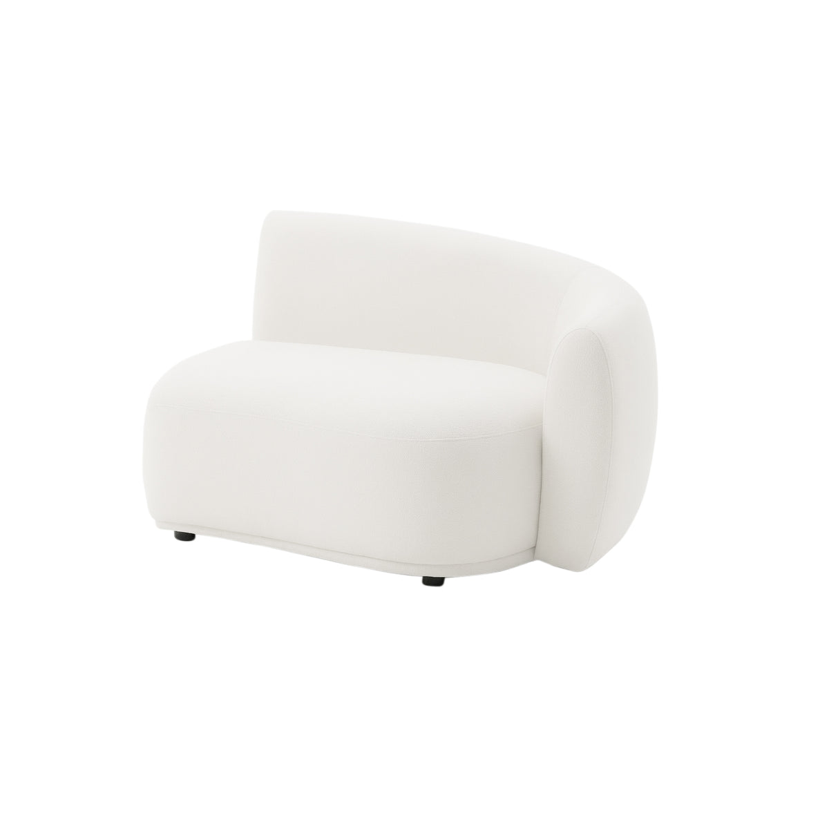 White upholstered accent chair on white background