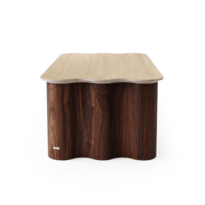 Contemporary sculptural coffee table on white background
