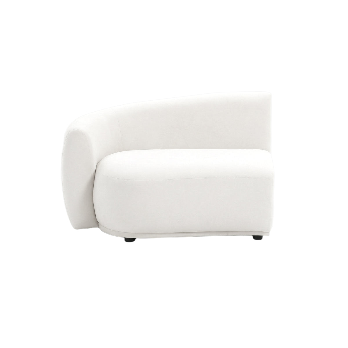 White armless accent chair on white background