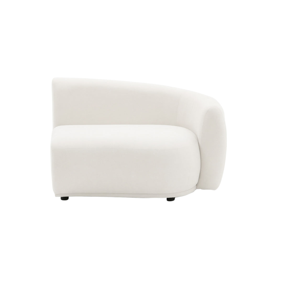 Armless white sectional sofa module on white background