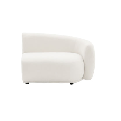 Armless white sectional sofa module on white background