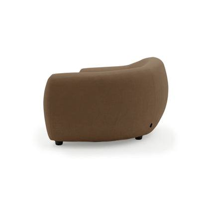 Rear-side view of brown sofa on white background