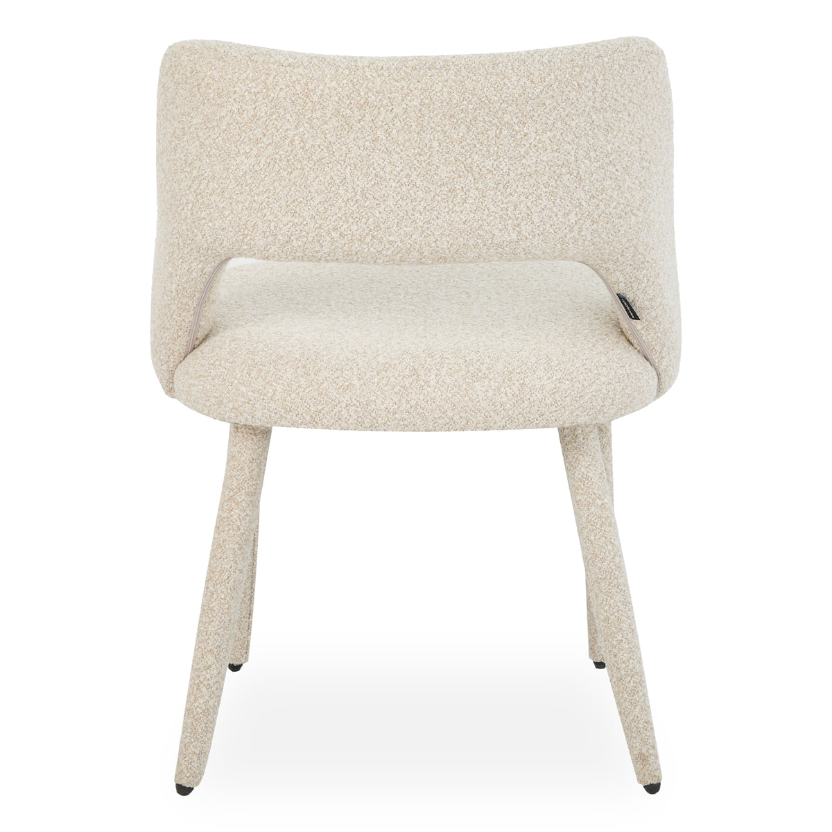 Front view of cream upholstered chair on white background