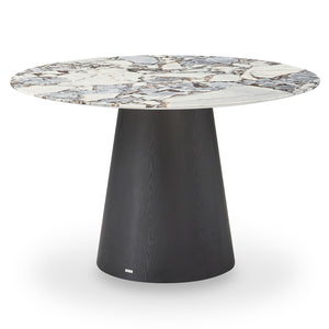 Dina 120cm Round Marble Dining Table in Real Blue Galaxy Black